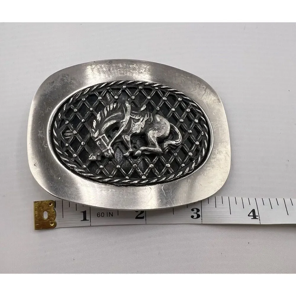 Reining Western Belt Buckle Rodeo Silver And Black